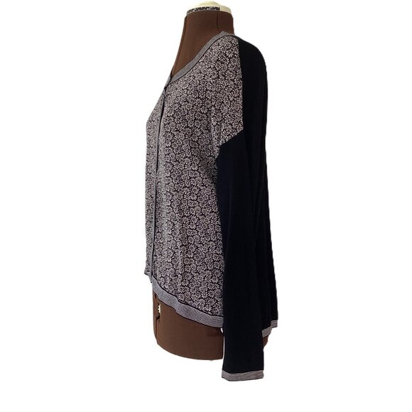 MaxMara Black Wool Cardigan with Silk Floral Front - Picture 3 of 6